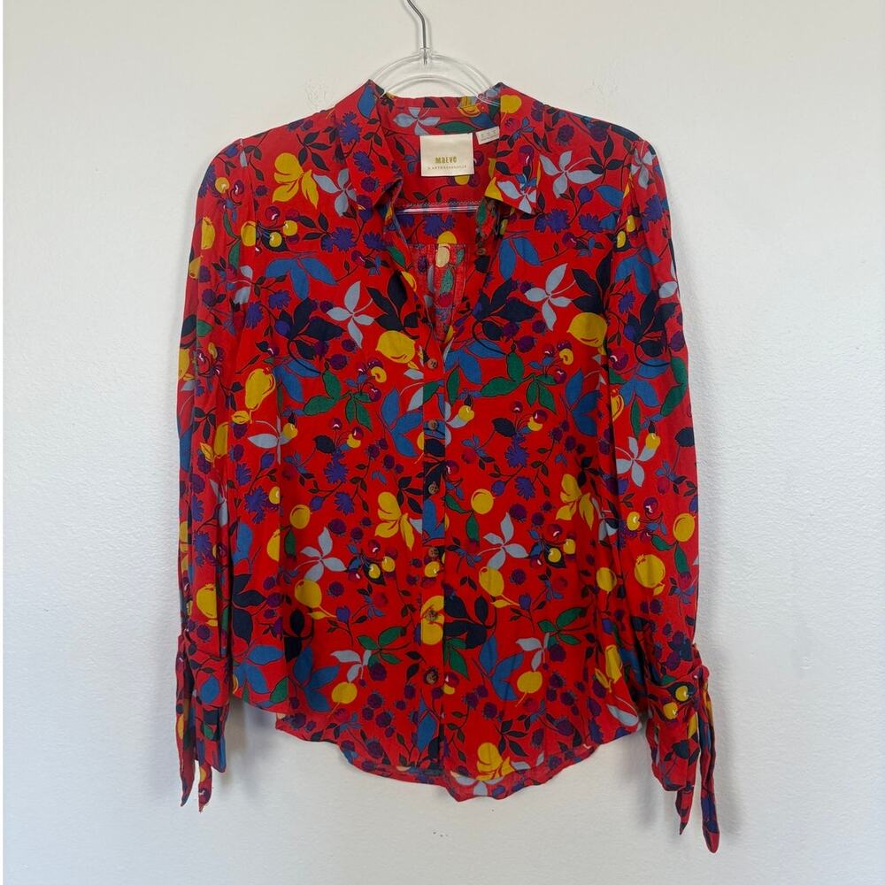 Anthropologie Maeve Blithe Floral Button Down Blouse 8 - Picture 2 of 6